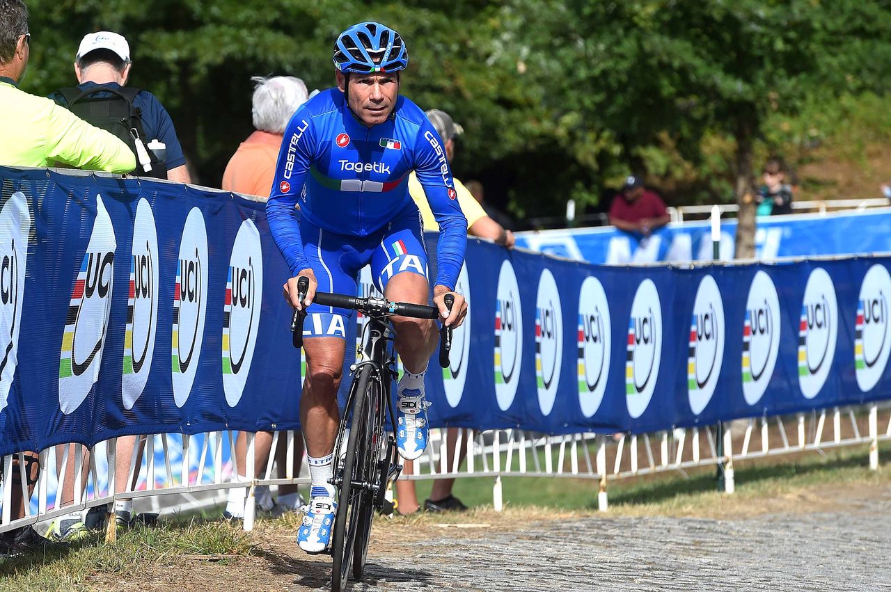 Italian national selector Davide Cassani gets a feel for the course