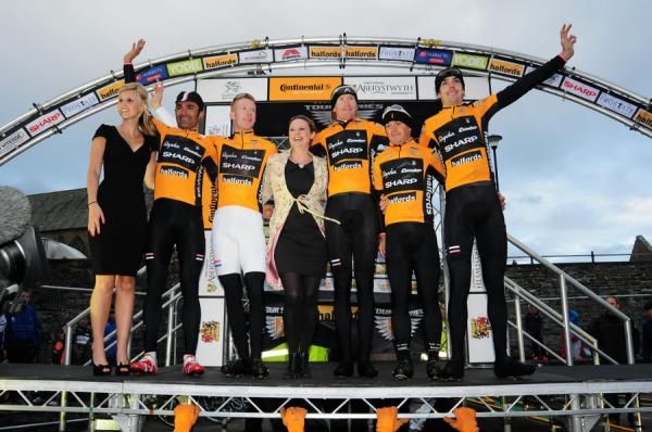 Rapha Condor Sharp on a wind-swept podium