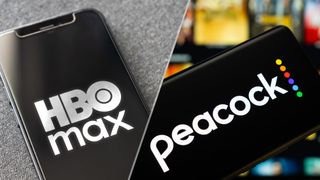 HBO Max app on phone; Peacock app on phone