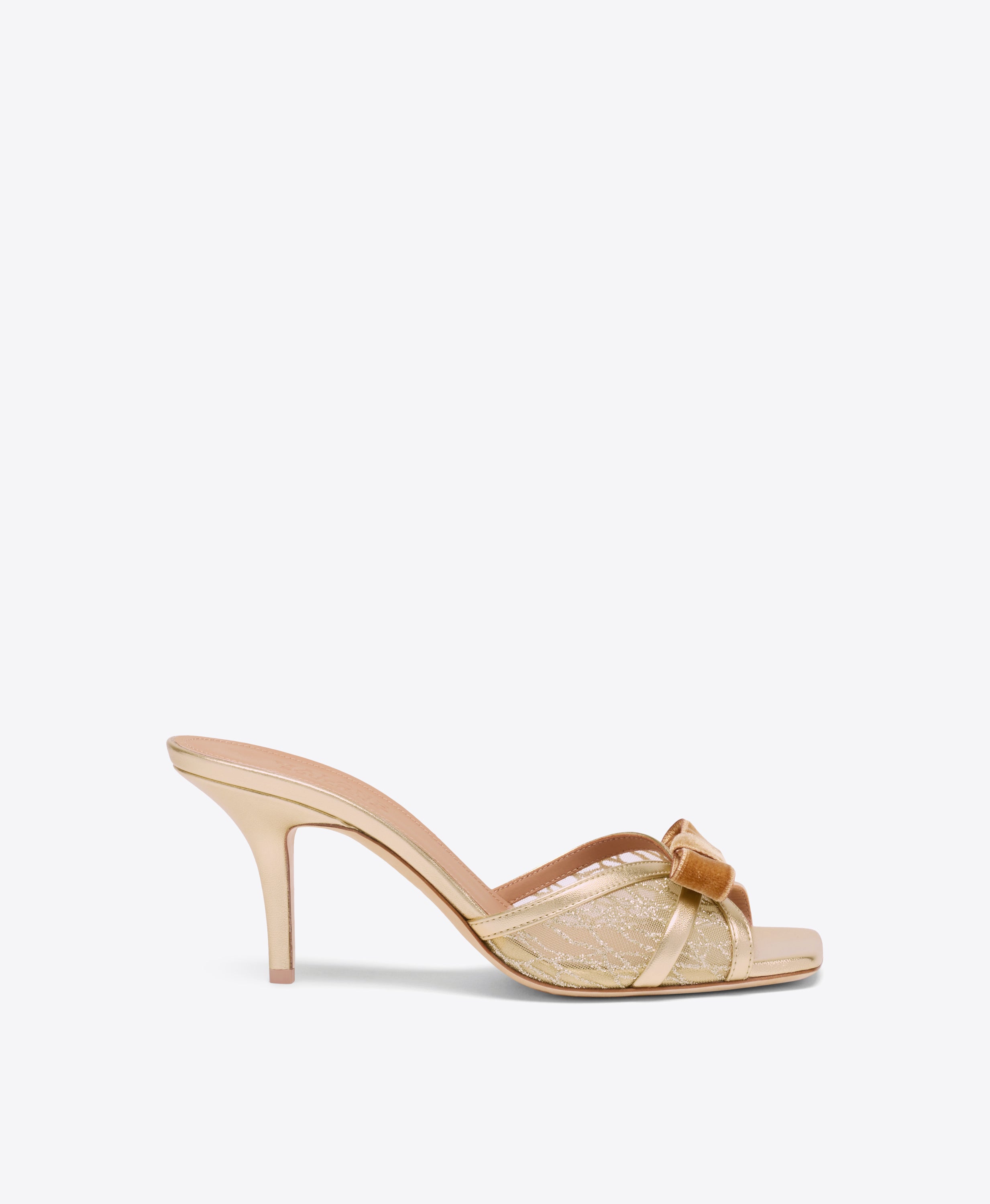Perla 70 Gold Glitter Mesh Heeled Sandals