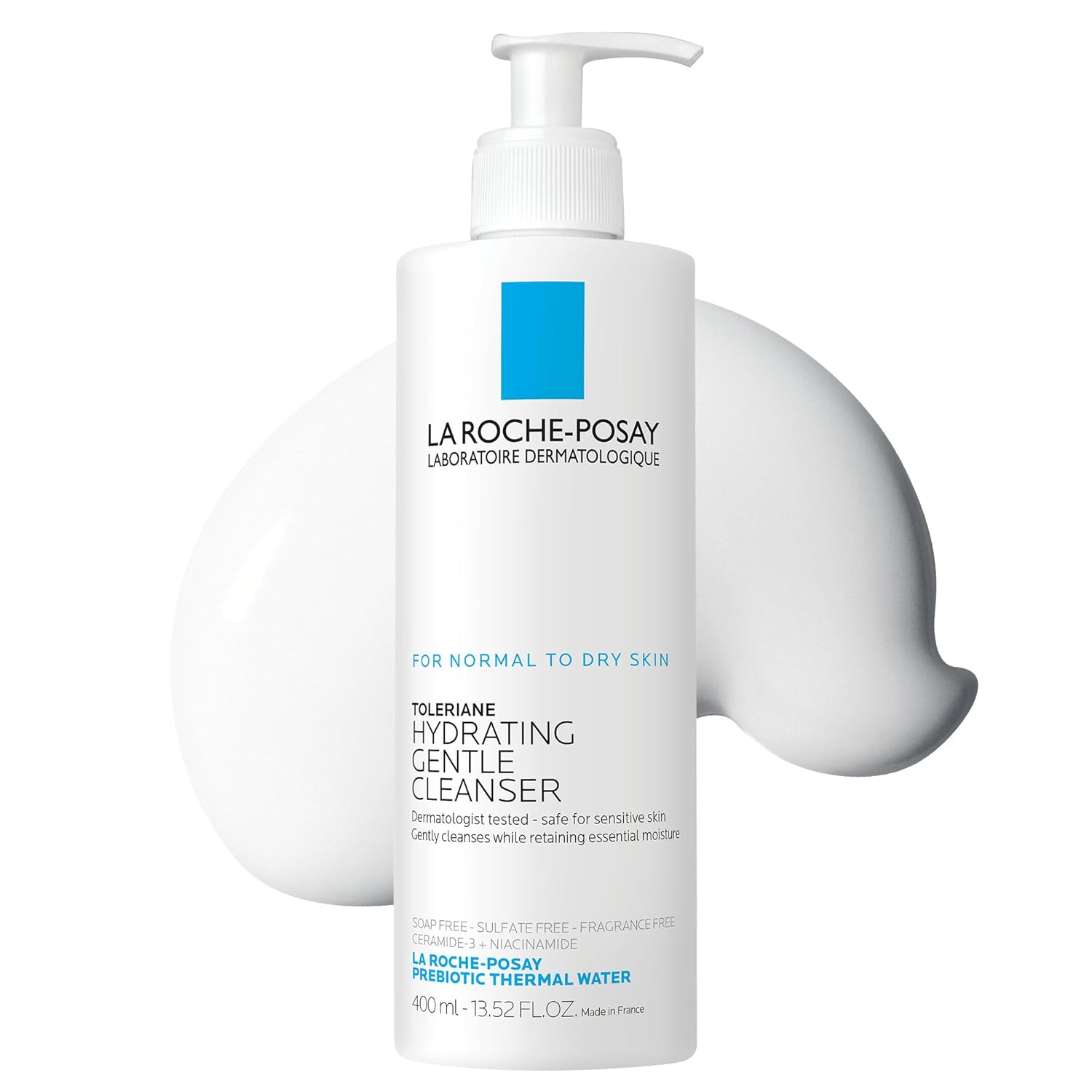 La Roche-Posay Toleriane Hydrating Gentle Face Cleanser, Daily Facial Cleanser With Niacinamide and Ceramides for Sensitive Skin, Moisturizing Face Wash for Normal to Dry Skin, Fragrance Free