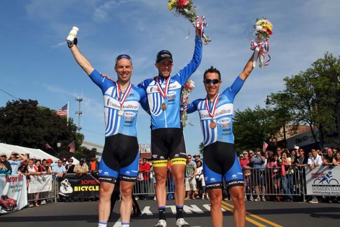 United Healthcare sweeps the podium at the 2013 Tour of Somerville (L-R): Karl Menzies, Hilton Clarke and Carlos Alzate