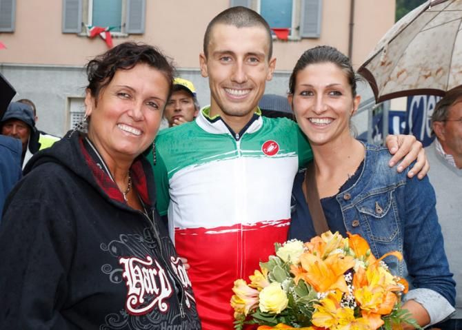 Adriano Malori (Movistar) celebrates his national time trial victory