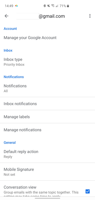 Gmail notification settings