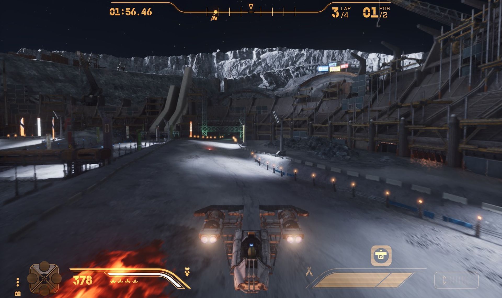 A skim speeder races toward a concussion mine