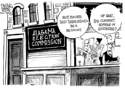 Political cartoon U.S. Roy Moore recount sexual assault
