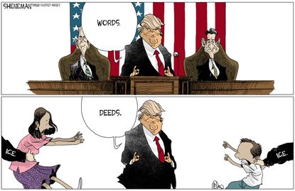 Political cartoon U.S. Trump State of the Union DACA Dreamers immigration