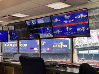 The control room for the videoboard at NRG Stadium of the Houston Texans.