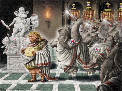 Political cartoon US Trump as Caesar and the GOP election 2016
