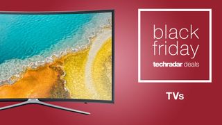 Samsung TV with text on the right: Black Friday TV deals TechRadar: