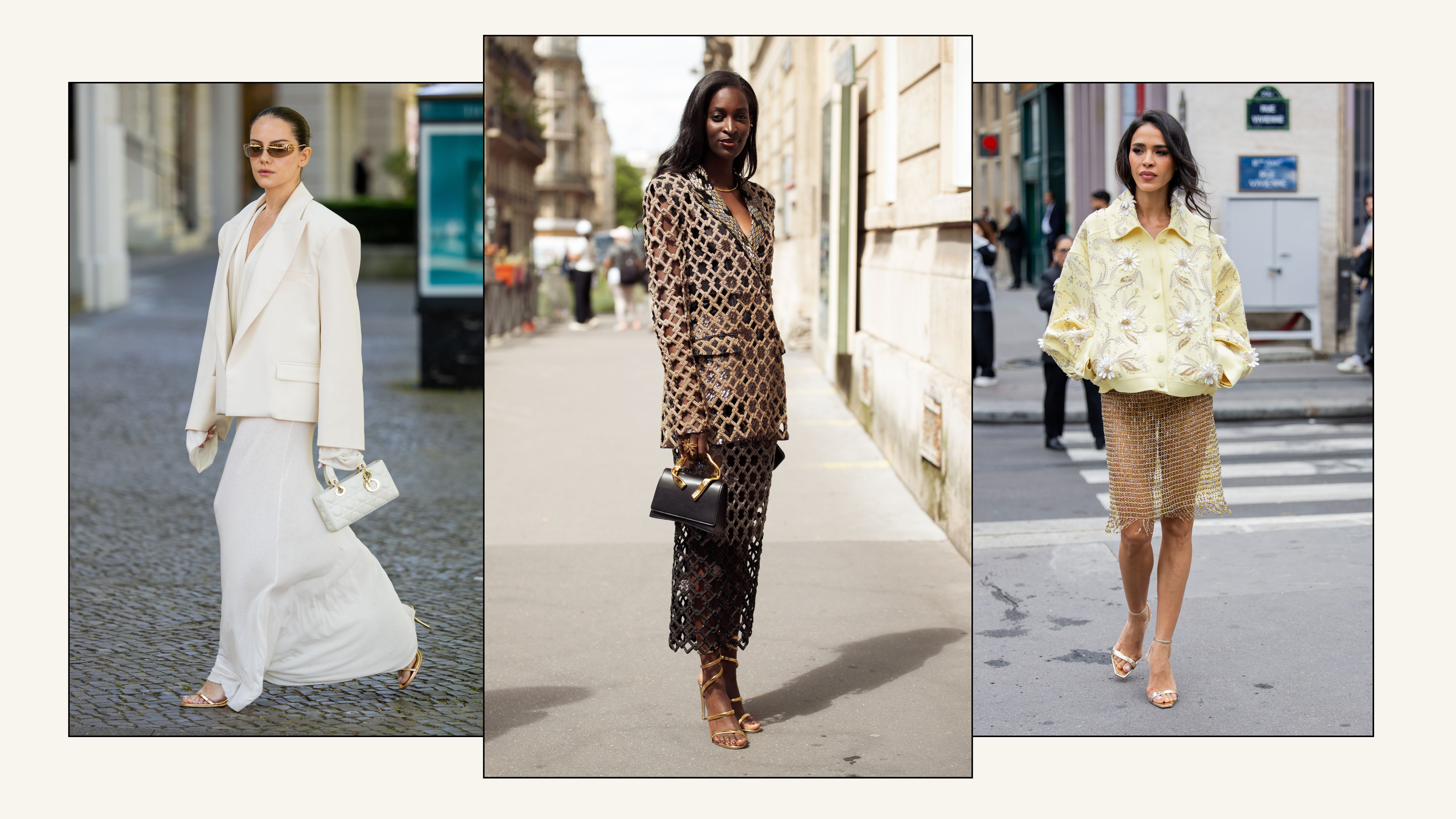 Gold heeled sandal trend Paris Couture Fashion Week July 2025