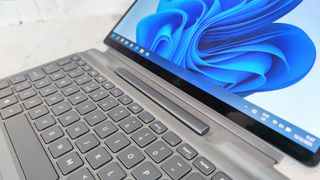 A closeup of the Dell Latitude 7320's active stylus
