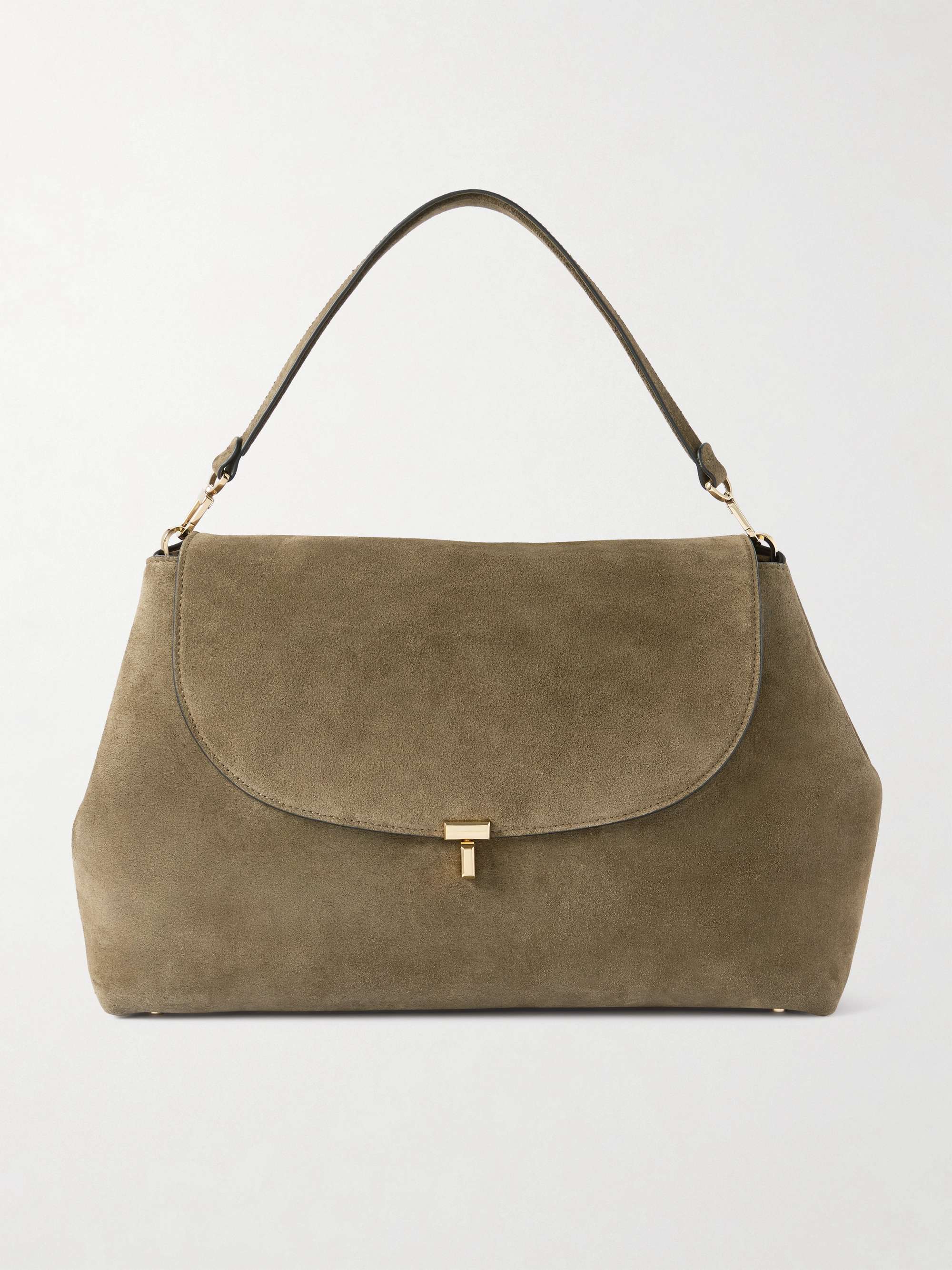 T-Lock Large Suede Shoulder Bag