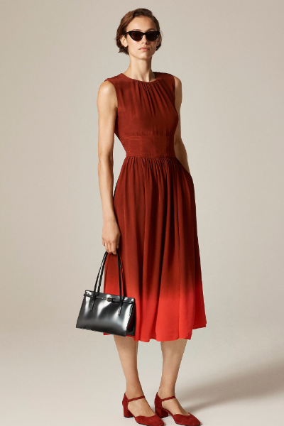 J.Crew, Cinched-Waist Midi Dress in Dip-Dyed Crepe De Chine