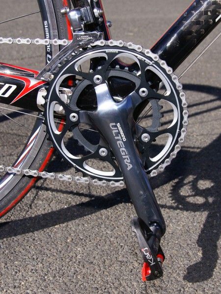 The compact gearing comes in handy for early season climbs but the 50-12T top gear left us wanting a bit more on descents.