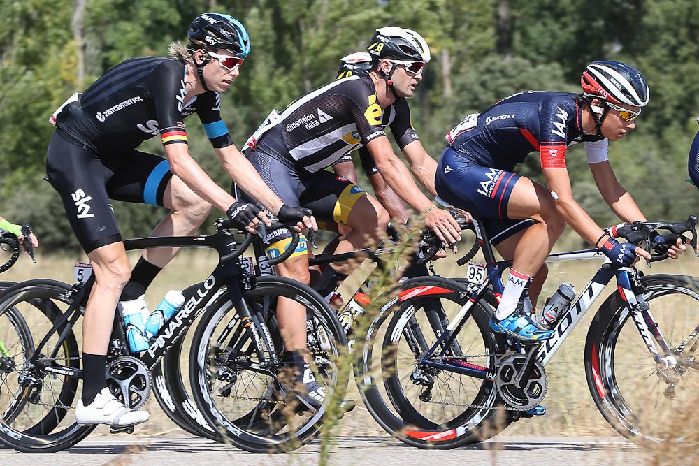 The peloton in action during stage 18 of the 2015 Vuelta a Espana.