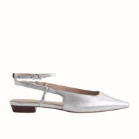 Freya Leather Pointed Slingback Ballerina Pumps, Silver | Was £158 now £98