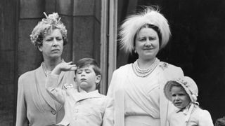 Princess Mary the Princess Royal (left) with Queen Elizabeth the Queen Mother and Prince Charles and Princess Anne on the balcony of Buckingham Palace, 1953