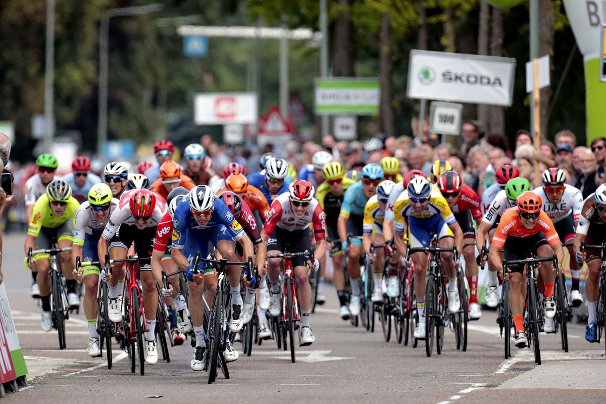 Alvaro Hodeg (Deceuninck-Quickstep) charges to the win