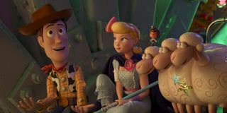 Bo Peep talking to Woody in Lamp Life