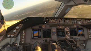 A screenshot from Microsoft Flight Simulator 2024 showing a close up view of the interior of a cockpit