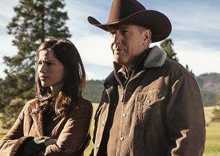 Kelsey Asbille and Kevin Costner in 'Yellowstone'