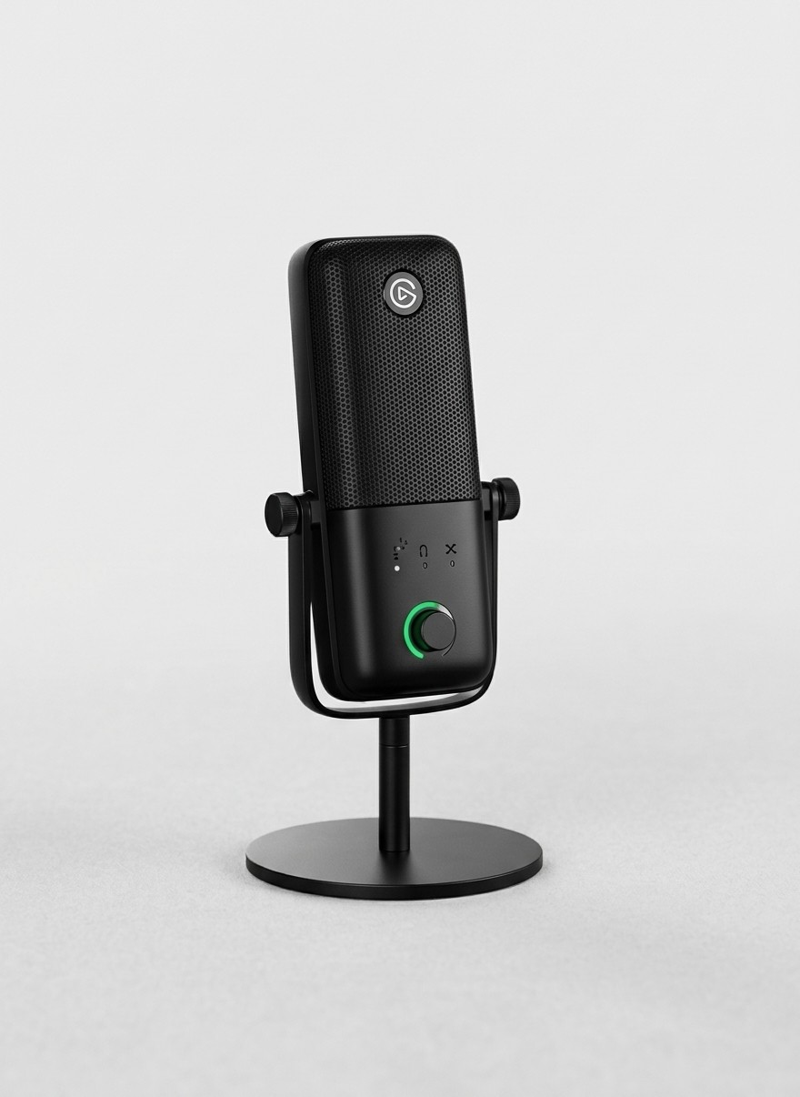 An Elgato Wave: 2 MK2 USB microphone on a grey background
