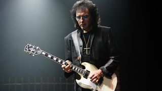 Guitarist Tony Iommi of Black Sabbath performing as Heaven and Hell on stage at the Brighton Centre on November 11, 2007 in Brighton, England. "Heaven and Hell" is a reincarnation of one of the more successfull 1980's line ups of heavy metal supergroup Black Sabbath