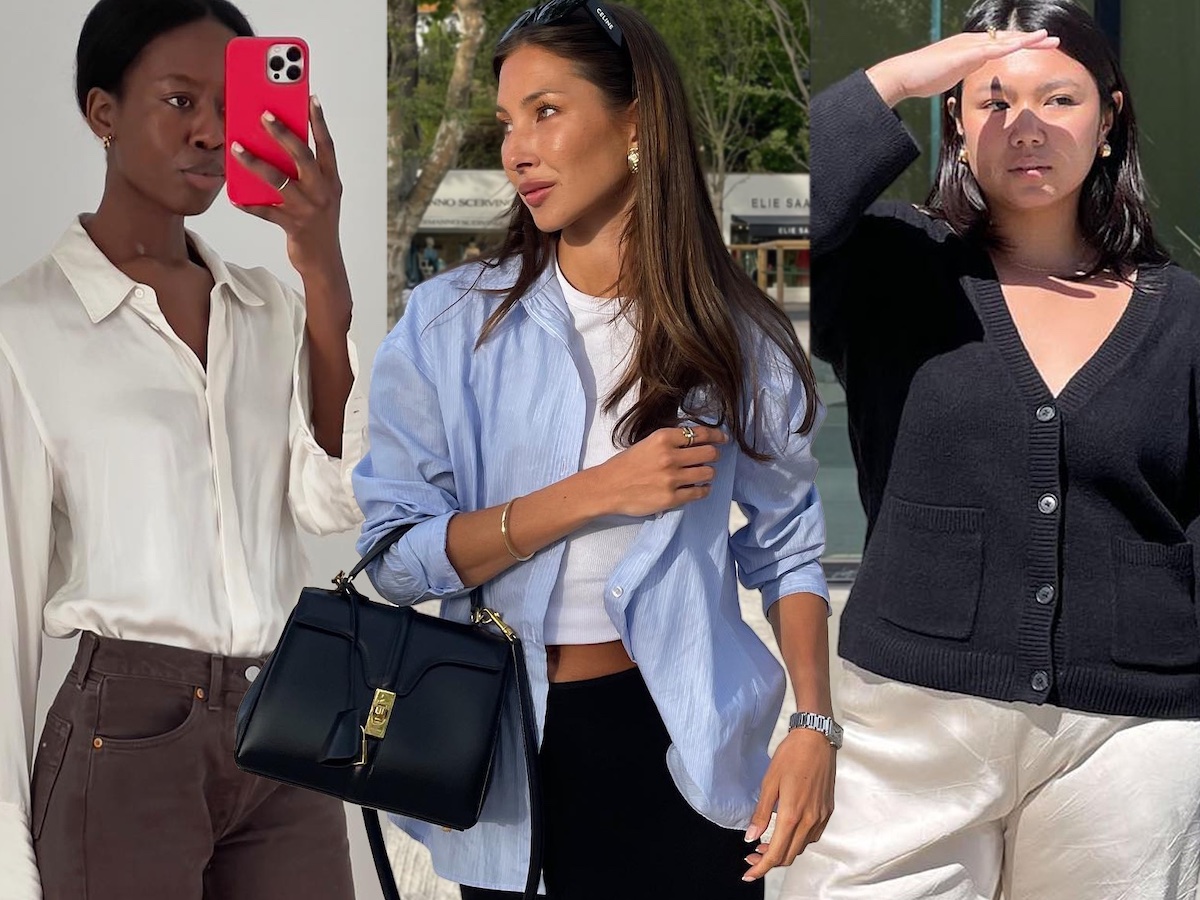 Fashion collage featuring sophisticated outfits from style influencers Sylvie Mus, Felicia Akerstrom, and Marina Torres.