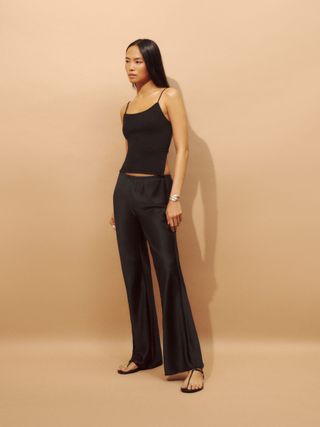 Gale Satin Mid Rise Bias Pants