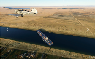 A screenshot of the stricken ship recreated in the flight sim game