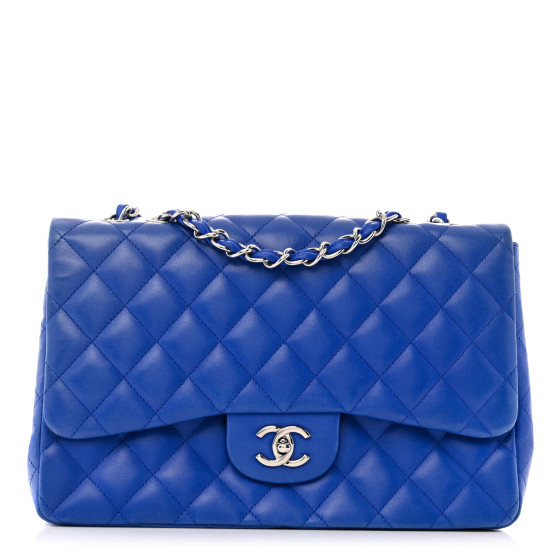 Chanel Lambskin Quilted Jumbo Single Flap Blue