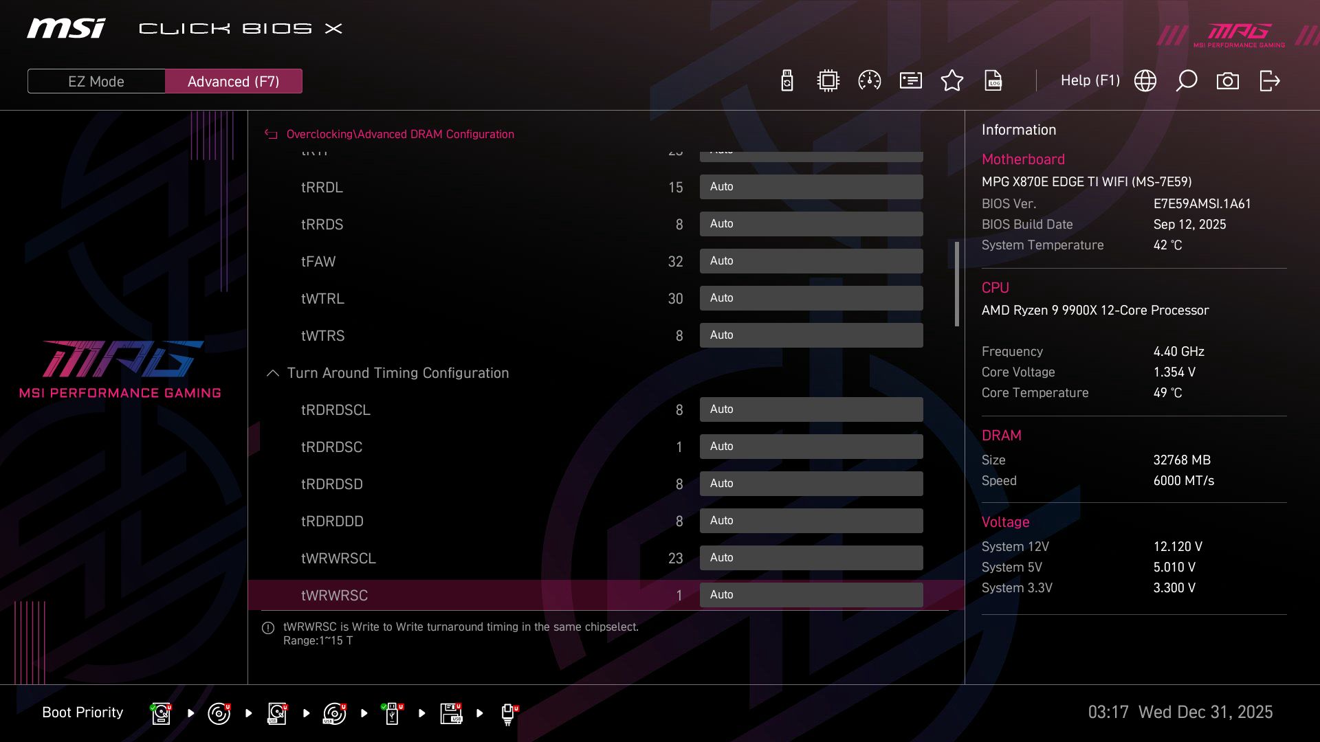 MSI MPG X870E Edge Ti Wifi - BIOS