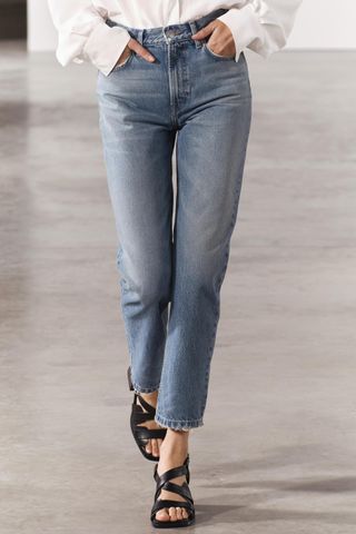 Straight Cropped Mid Waist Jeans Zw Collection