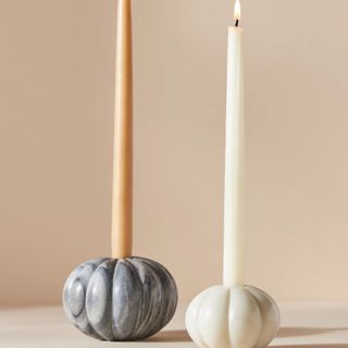 Marble Pumpkin Taper Candle Holder