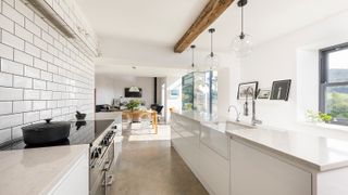 white galley kitchen