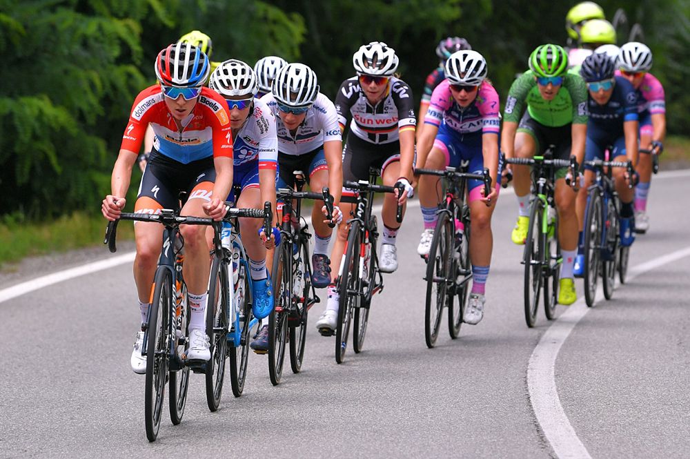 Christine Majerus leads the group during the fifth stage at the Giro Rosa