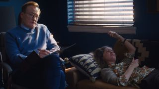 Linda (Rose Byrne) speaks to her therapist (Conan O"Brien) in If I Had Legs I'd Kick You.