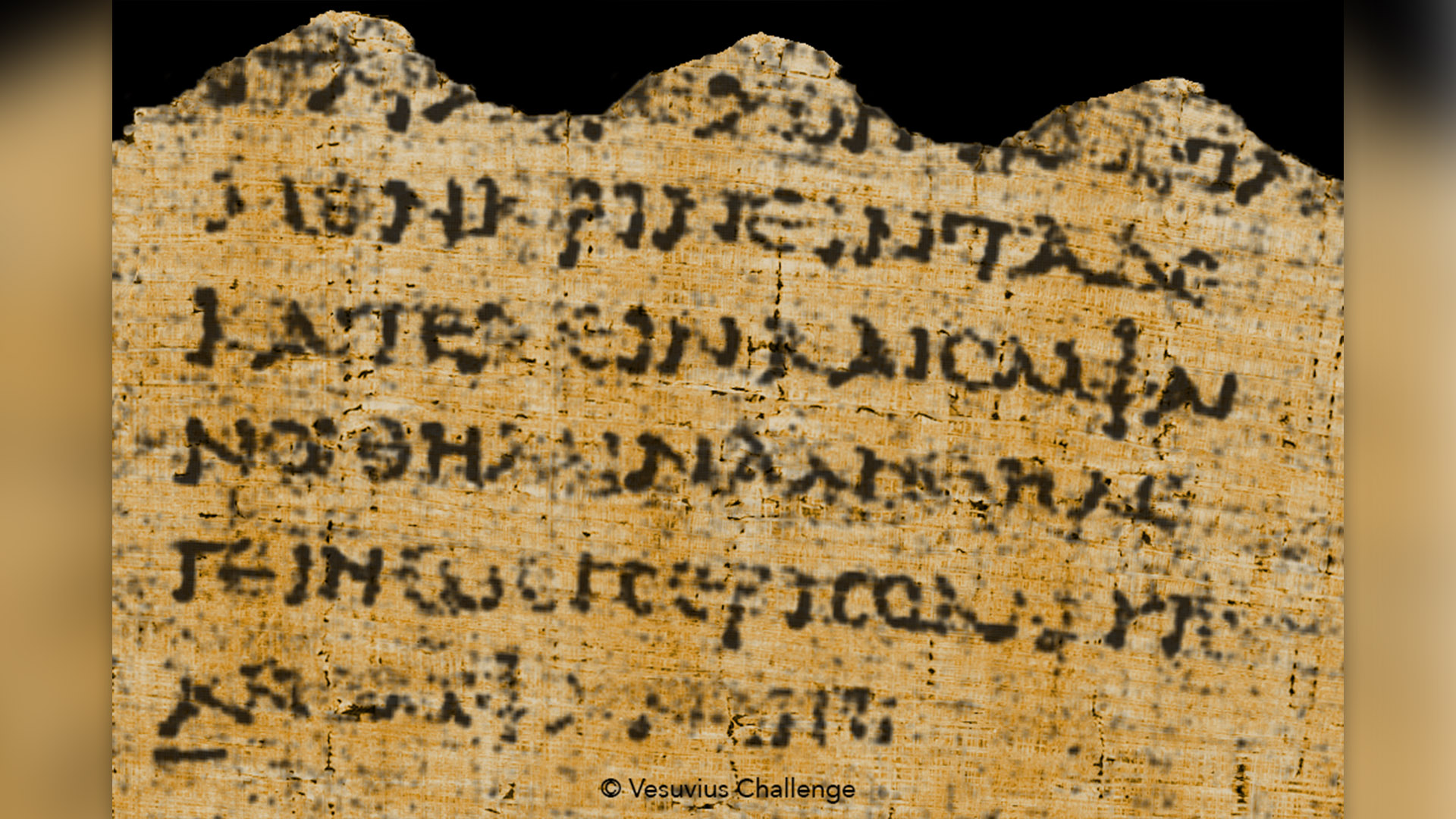 A physically unrolled scroll with golden background and black text.