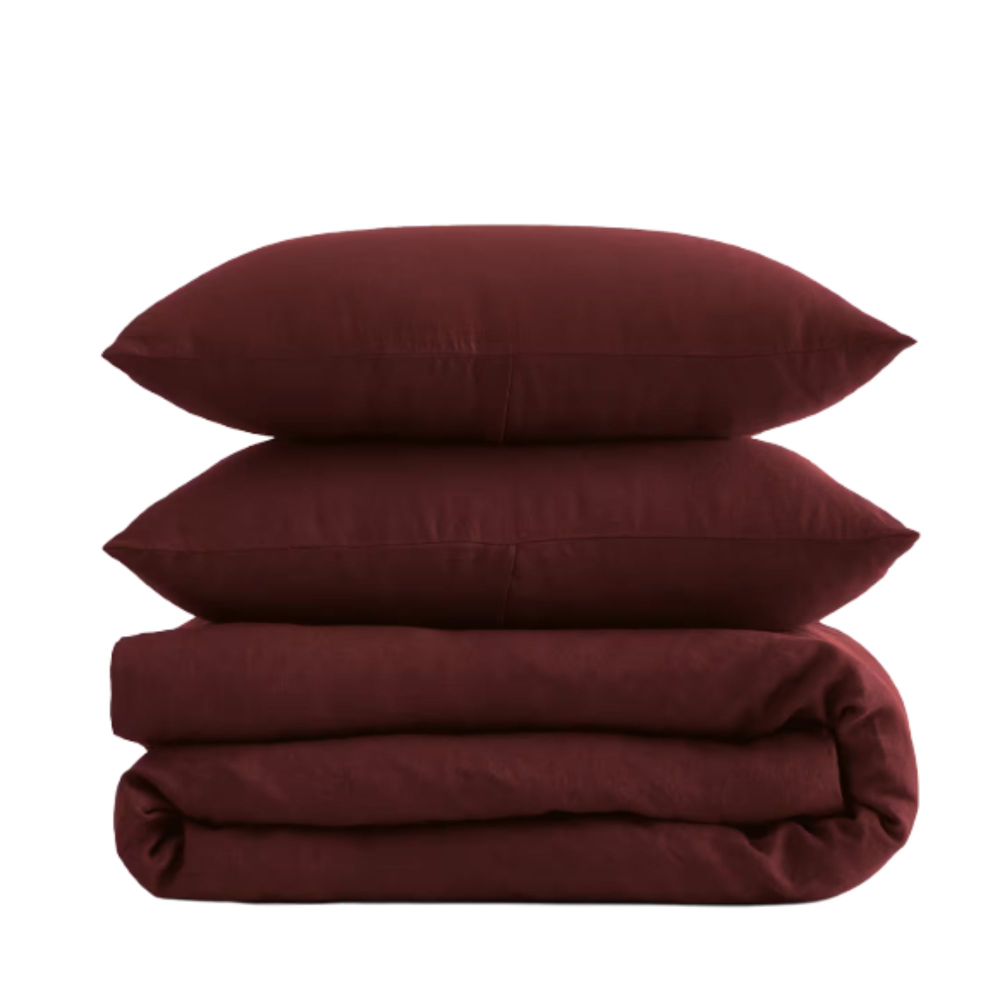 European Linen Duvet Cover Set (Burgundy)
