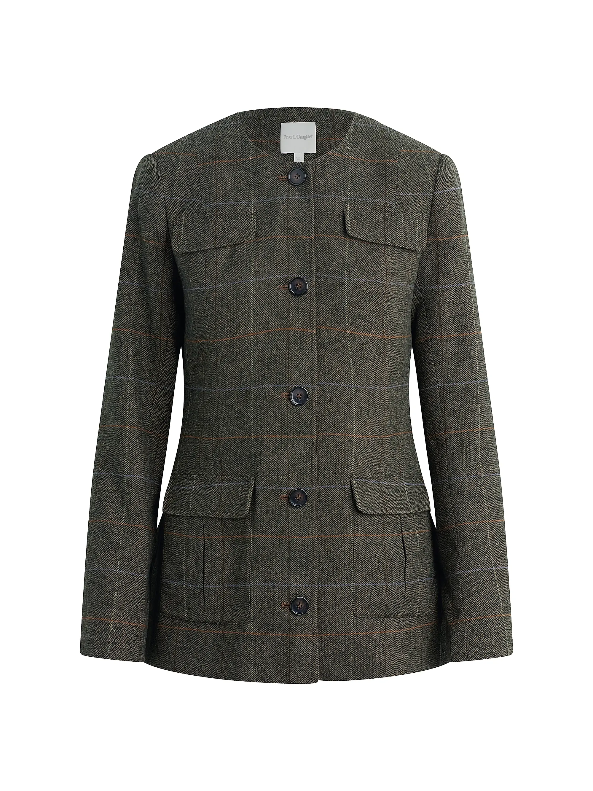 The Spencer Plaid Collarless Jacket