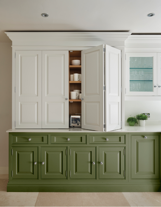 White and green cabinets