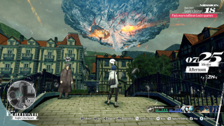 A screenshot showing a busy town in Metaphor: ReFantazio