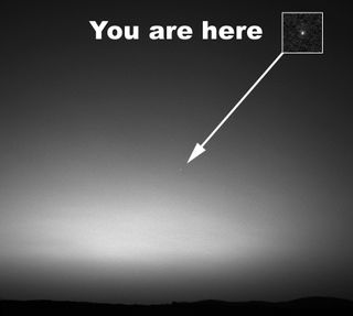 This photo, called "Earth From Mars," was taken by NASA's Mars Exploration Rover Spirit on March 8, 2004. It was the first image of Earth seen from the surface of a planet beyond the moon.