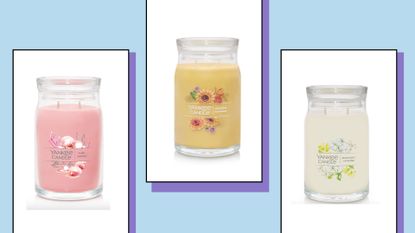 best yankee candle scents 3 yankee candles on a blue background