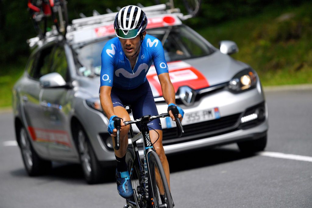 LE MOURTIS FRANCE JUNE 12 Antonio Pedrero Lopez of Spain and Movistar Team in breakaway during the 45th La Route dOccitanie La Depeche Du Midi 2021 Stage 3 a 1918km stage from PierrefitteNestalas to Le Mourtis Col de Ment 1450m RDO2021 RouteOccitanie on June 12 2021 in Le Mourtis France Photo by Luc ClaessenGetty Images
