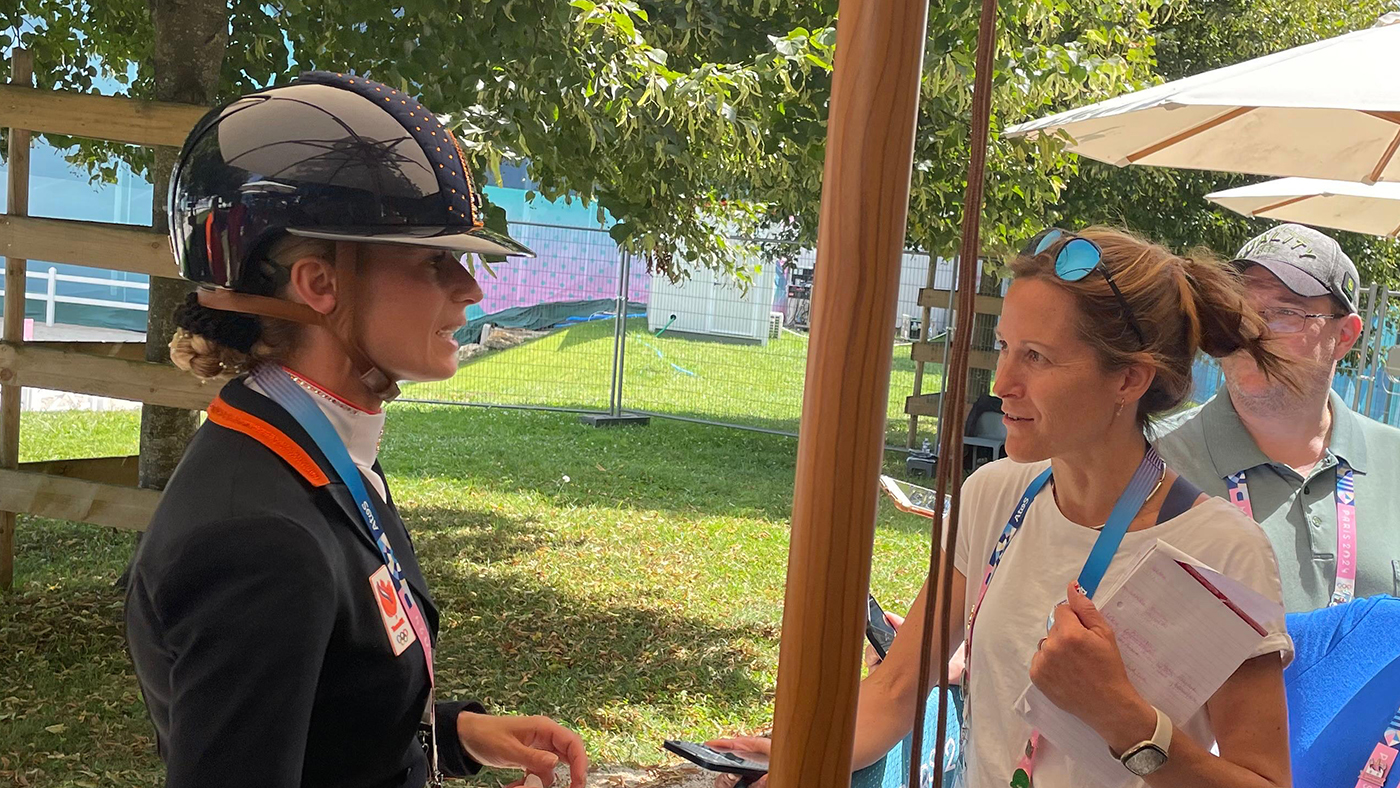 H&amp;amp;H Olympic reporter Martha Terry interviewing Dinja van Liere of the Netherlands