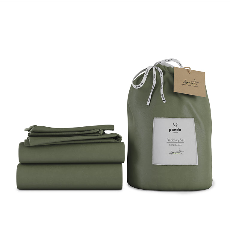 Signature+™ Bamboo Lyocell Bedding Set - Bamboo Lyocell / Forest Green / Uk Single