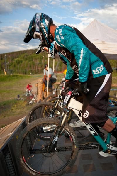 Ross The Crusher Milan (Yeti Cycles) prepare to crush the start gate.