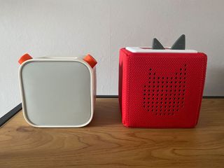 Side by side - Yoto 3rd gen audio player and Toniebox